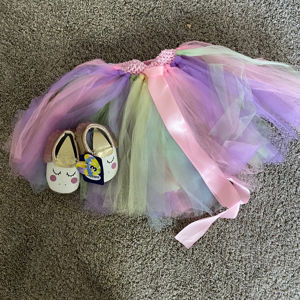 Size 12 m Tutu and shoes, perfect for first bday. New with tags